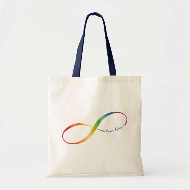 Tote Bag Nom personnalisé Rainbow Infinity (Devant)
