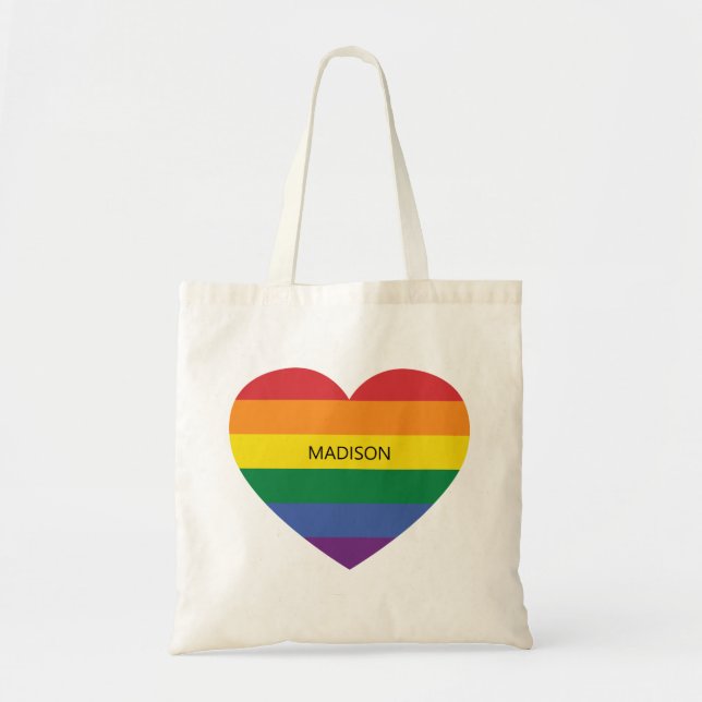Tote Bag Nom personnalisé Rainbow Love (Devant)