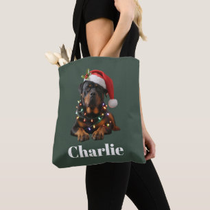 Tote Bag Nom personnalisé Rottweiler personnalisé Noël