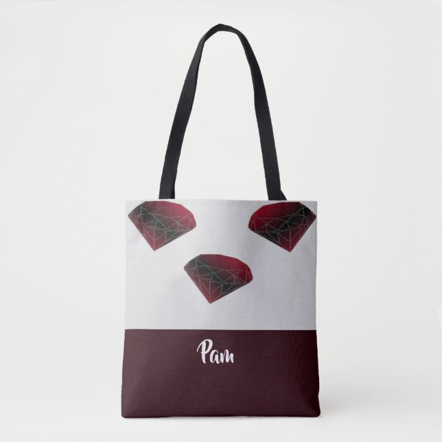 Tote Bag Nom personnalisé rubis rouge (Devant)