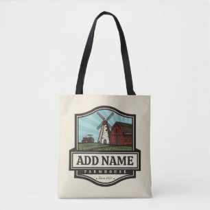Tote Bag NOM personnalisé Rustic Farmhouse Vieux moulin à v