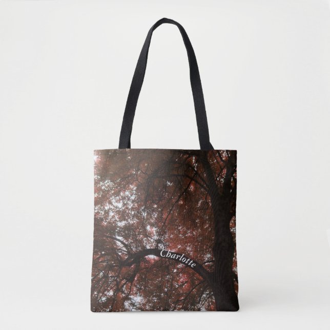 Tote Bag Nom personnalisé rustique arbre d'automne jardin f (Devant)