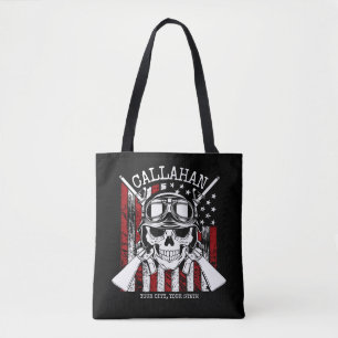 Tote Bag NOM personnalisé Soldat Crâne Double Armes USA Dra