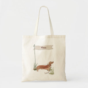 Tote Bag Nom Personnalisé Tan Dachshund Animal Chien