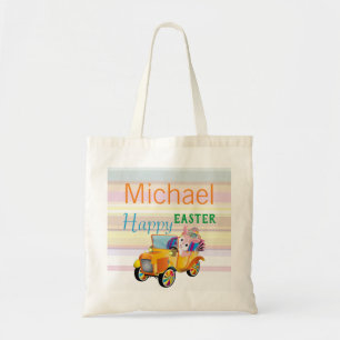 Tote Bag Nom personnalisé Texte Lapin de Pâques Voiture
