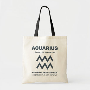 Tote Bag Nom personnalisé / Texte Symbole zodiaque Aquarius