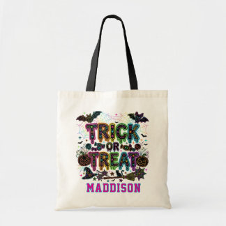 Tote Bag Nom personnalisé Trick or Treat Enfants Halloween 