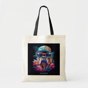 Tote Bag Nom personnalisé Tropical Vacances Chien