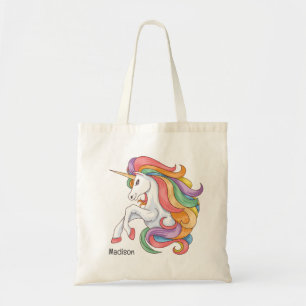 Tote Bag Nom personnalisé Unicorne colorée