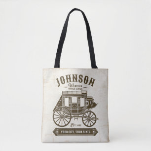 Tote Bag NOM PERSONNALISÉ Vieux Western Stagecoach Carriage