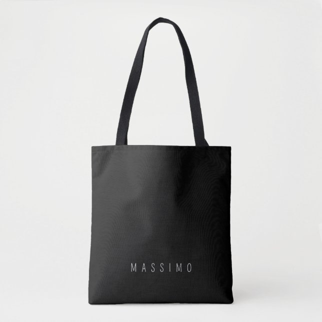 Tote Bag Nom personnel classique noir et blanc exclusif (Devant)