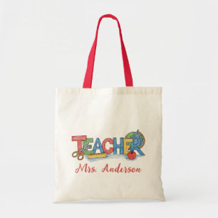 Tote Bag Nom personnel enseignant Apple Pencil ciseau cisea