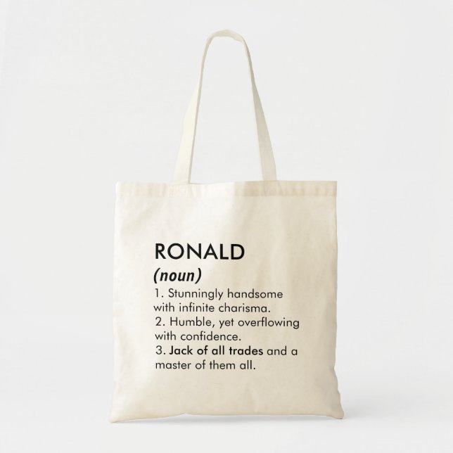 Tote Bag Nom Ronald, Nom modifiable, Nom personnalisé (Devant)
