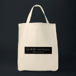 Tote Bag Nom simple personnalisé de la Boutique noire<br><div class="desc">Un design simple, parfait pour les boutiques et autres grands détaillants. Ajoutez le nom de votre entreprise et un slogan ou une devise. Un design simple et élégant que vos clients aimeront. Si vous avez besoin de texte supplémentaire ou si vous avez besoin d'aide pour personnaliser le texte, contactez le...</div>