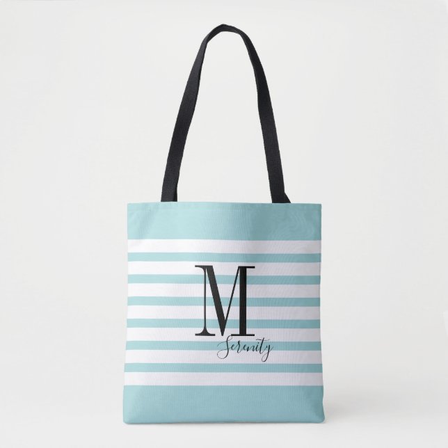 Tote Bag Nom simple personnalisé et plage monogramme (Devant)