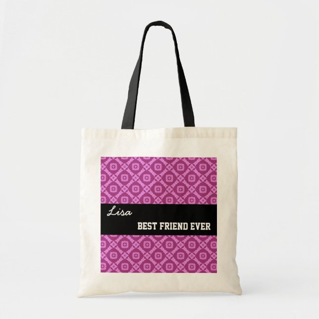Tote Bag Nom toujours fait sur commande rose V030 de (Devant)