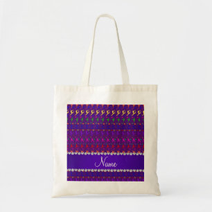 Tote Bag Nom violet arc-en-ciel gymnastique coeurs étoiles
