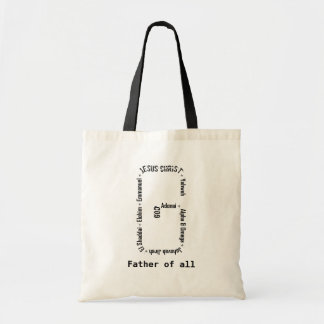 Tote Bag Noms de Dieu en G Texte en forme Conception minima