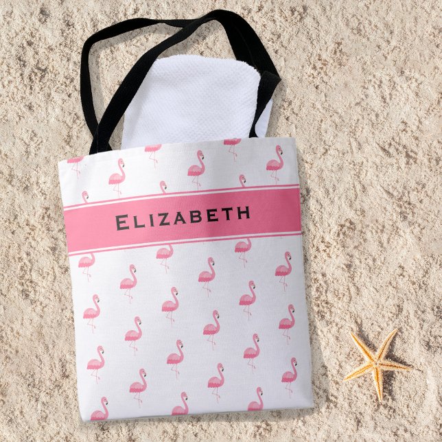 Tote Bag Noms de fantaisie élégants de flamant rose rose (Créateur téléchargé)