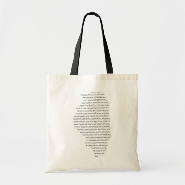 Tote Bag Noms de ville de l'Illinois sur la forme de carte (Devant)