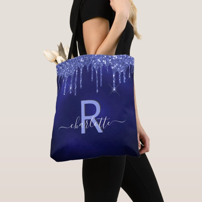 Tote Bag Noms en écriture monogramme avec gouttes de paille (De près)