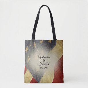 Tote Bag Noms et date du drapeau américain en détresse