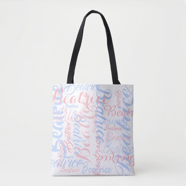 Tote Bag noms manuscrits personnalisés, typographie (Devant)