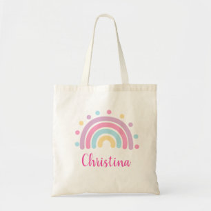Tote Bag Noms Personnalisés Arc-en-Ciel de Filles Mignonnes