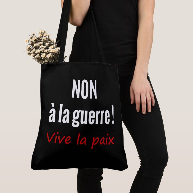 Tote Bag Non à la guerre vive la paix (De près)