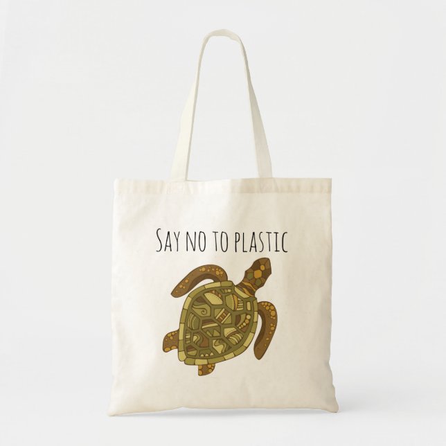 Tote Bag Non à la tortue réutilisable en plastique (Devant)