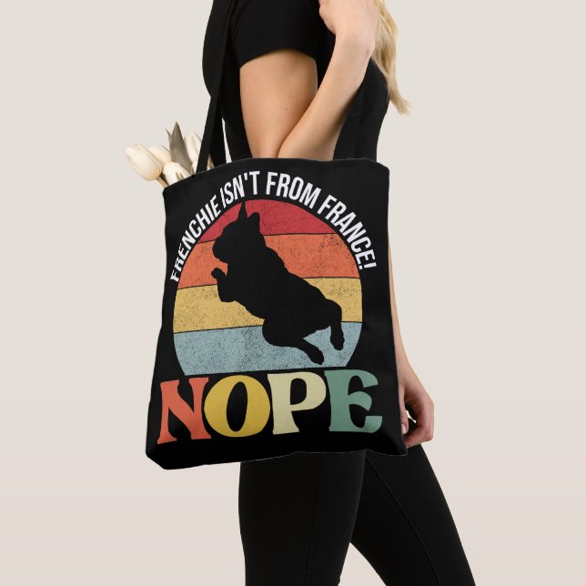 Tote Bag Nope frenchie n'est pas de France - Black fourre-t (De près)
