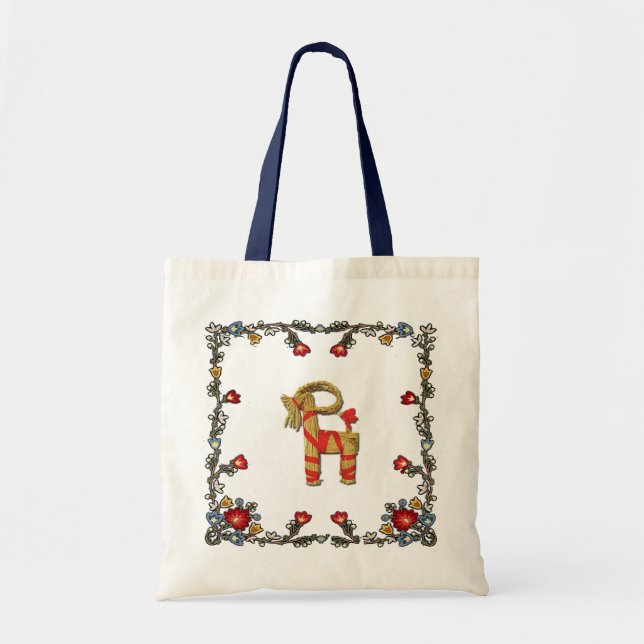 Tote Bag Norvégien Bunad floral et chèvre de Noël de (Devant)