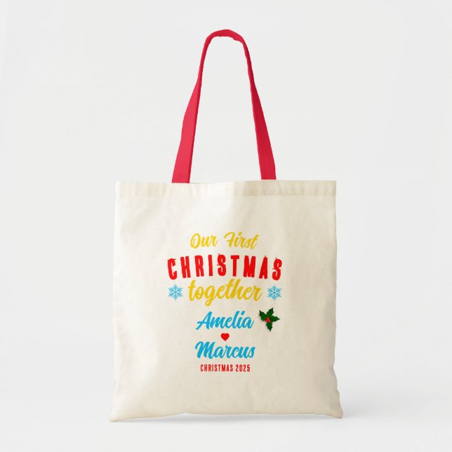 Tote Bag Nos premiers Noël Ensemble Flammes De Neige (Devant)