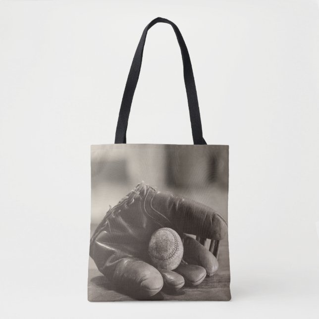 Tote Bag Nostalgie de base-ball - gant et base-ball (Devant)