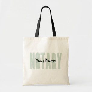 Tote Bag Notaire Public Écriture Grande Police Vert Délavé