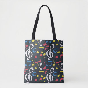 Tote Bag note de musique colorée multicolore trible clef