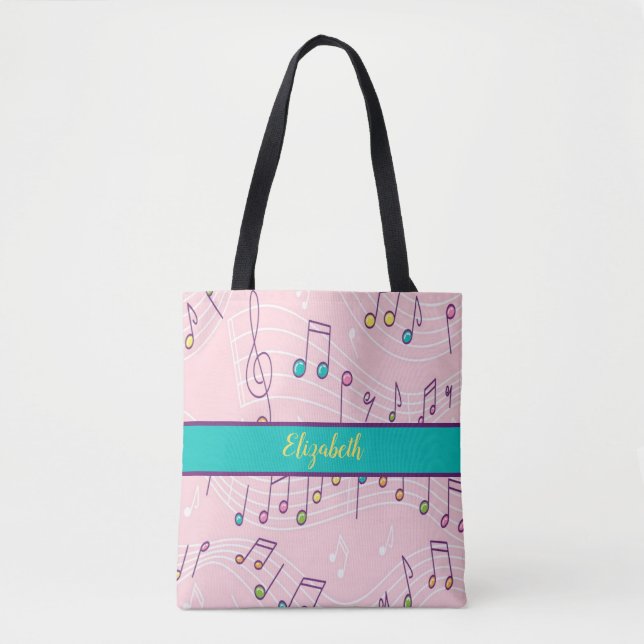 Tote Bag note de musique rose (Devant)