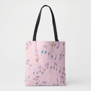 Tote Bag note de musique rose coloré musicien motif