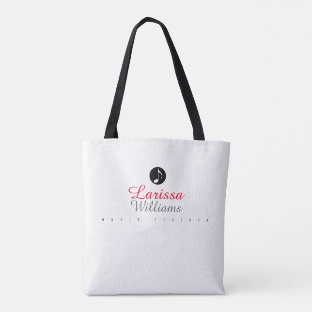 Tote Bag note musicale avec nom du professeur de musique (Dos)