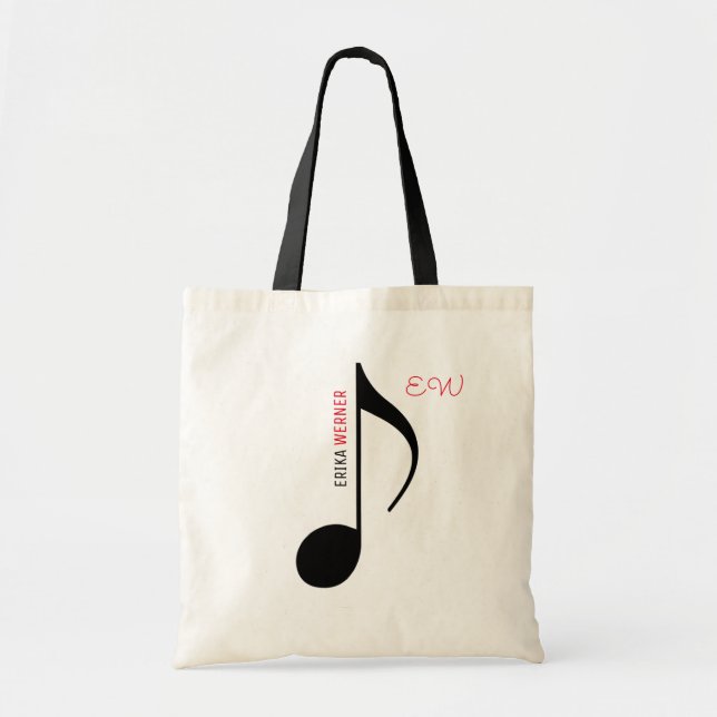 Tote Bag note musicale fourre-tout portant votre propre nom (Devant)