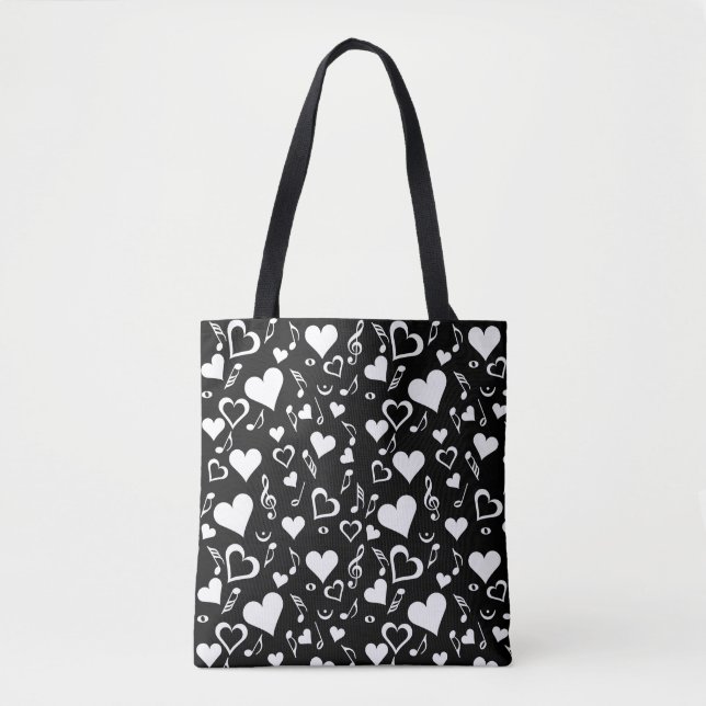 Tote Bag Notes de coeur et de musique (Devant)