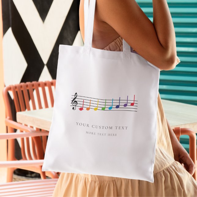 Tote Bag Notes de musique arc-en-ciel personnalisées Élégan (Créateur téléchargé)