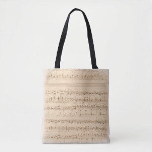 Tote Bag notes de musique beige vintage