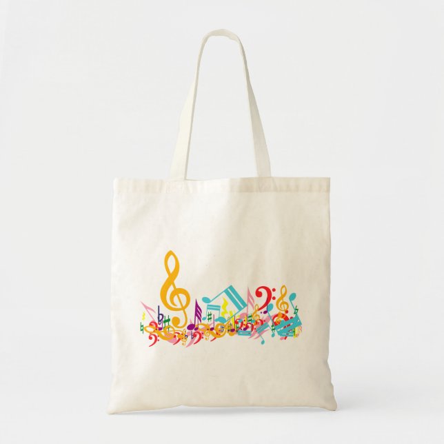 Tote Bag Notes de musique colorées (Devant)