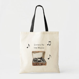 Tote Bag Notes de musique de tourne-disque