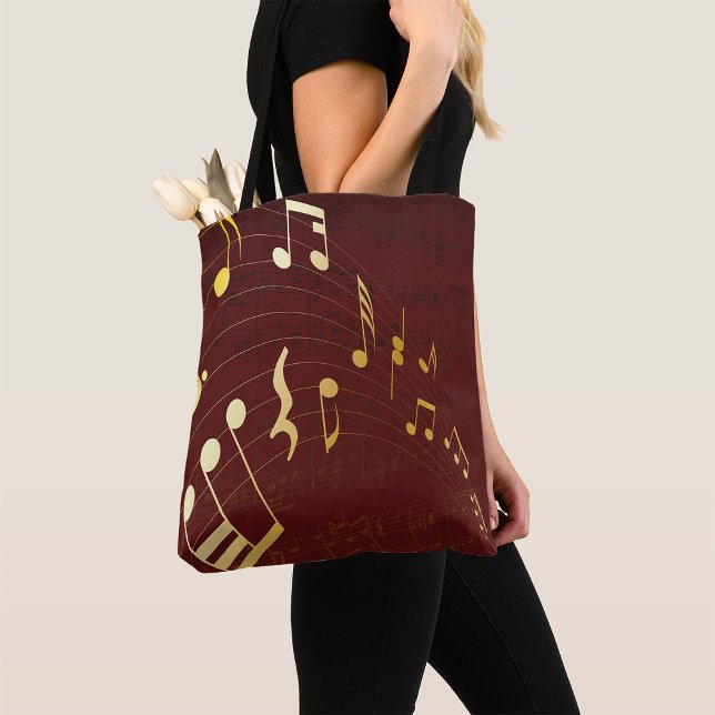 Tote Bag Notes de musique dorées élégantes (Créateur téléchargé)
