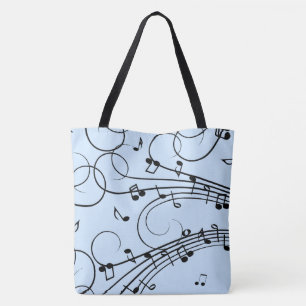Tote Bag Notes de musique fantaisie bleu