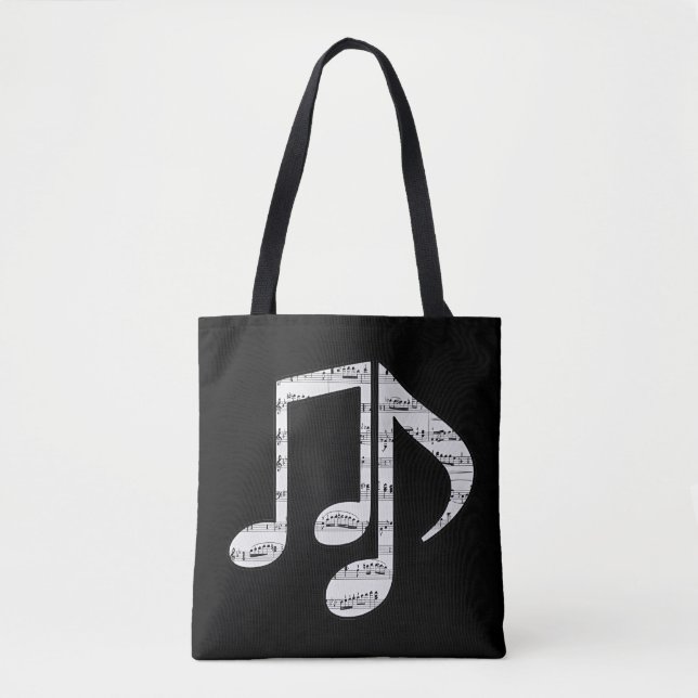 Tote Bag Notes de musique noir et blanc (Devant)