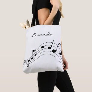 Tote Bag Notes de musique personnalisées sur fond blanc chi