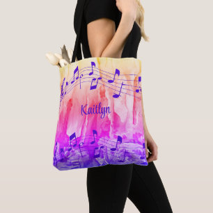 Tote Bag Notes musicales colorées Personnalisées